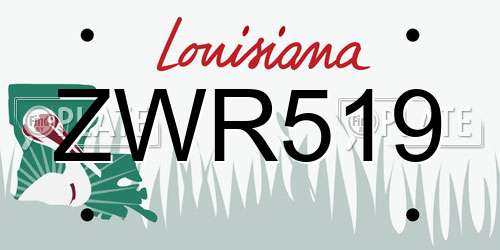 ZWR519 Louisiana License Plate
