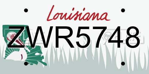 ZWR5748 Louisiana License Plate