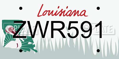 ZWR591 Louisiana License Plate