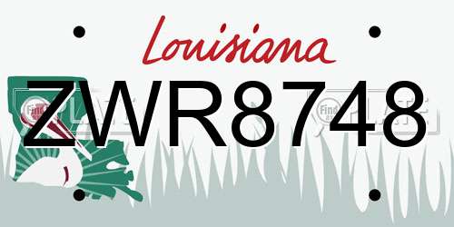 ZWR8748 Louisiana License Plate