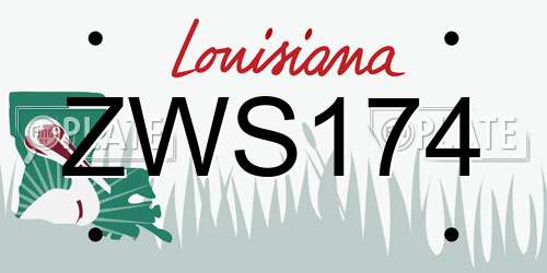 ZWS174 Louisiana License Plate