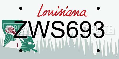 ZWS693 Louisiana License Plate