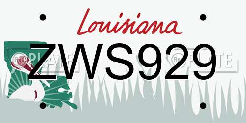 ZWS929 Louisiana License Plate