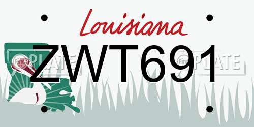 ZWT691 Louisiana License Plate