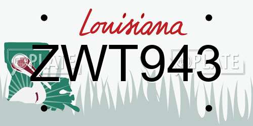 ZWT943 Louisiana License Plate