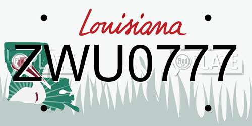ZWU0777 Louisiana License Plate