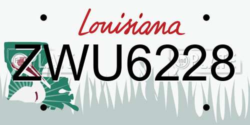 ZWU6228 Louisiana License Plate
