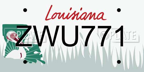 ZWU771 Louisiana License Plate