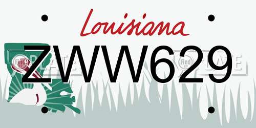 ZWW629 Louisiana License Plate