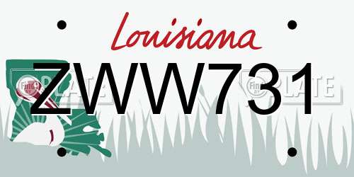 ZWW731 Louisiana License Plate