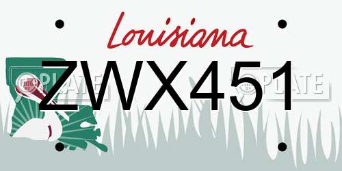 ZWX451 Louisiana License Plate