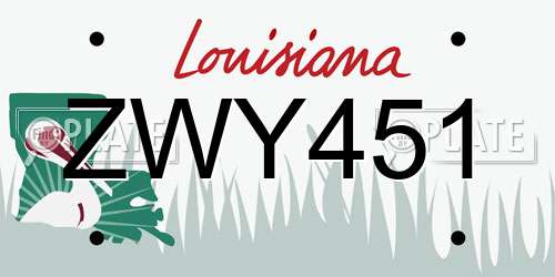 ZWY451 Louisiana License Plate