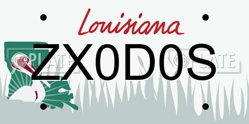 ZX0D0S Louisiana License Plate