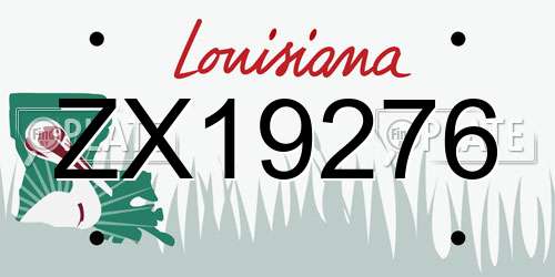 ZX19276 Louisiana License Plate