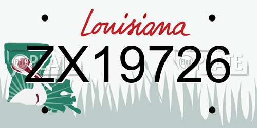 ZX19726 Louisiana License Plate