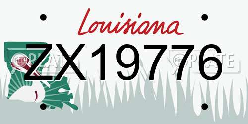 ZX19776 Louisiana License Plate