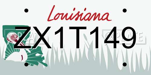 ZX1T149 Louisiana License Plate