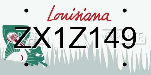 ZX1Z149 Louisiana License Plate