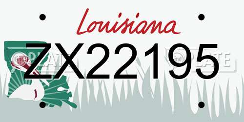 ZX22195 Louisiana License Plate