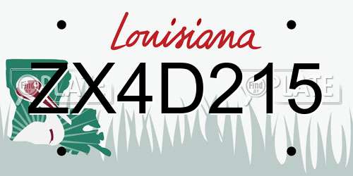 ZX4D215 Louisiana License Plate