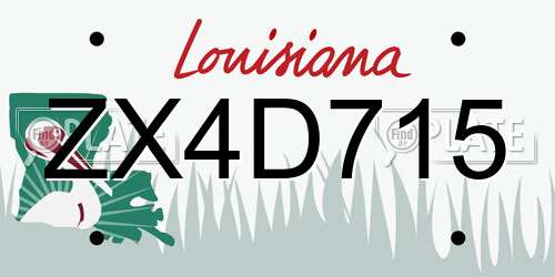 ZX4D715 Louisiana License Plate