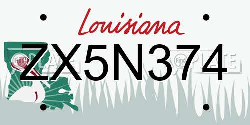 ZX5N374 Louisiana License Plate