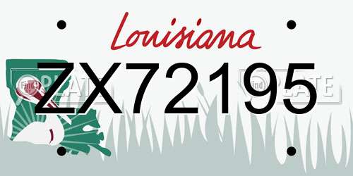 ZX72195 Louisiana License Plate