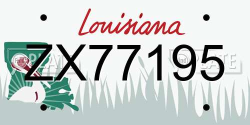 ZX77195 Louisiana License Plate