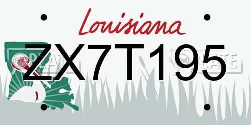 ZX7T195 Louisiana License Plate