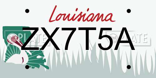 ZX7T5A Louisiana License Plate