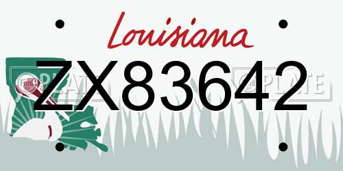 ZX83642 Louisiana License Plate