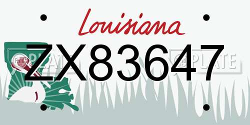 ZX83647 Louisiana License Plate