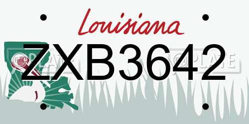 ZXB3642 Louisiana License Plate