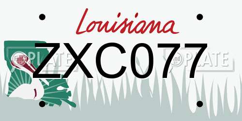ZXC077 Louisiana License Plate