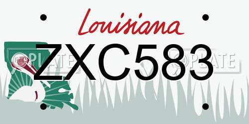 ZXC583 Louisiana License Plate