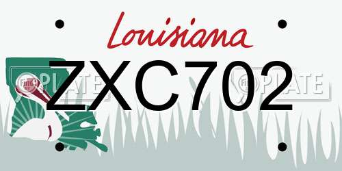 ZXC702 Louisiana License Plate