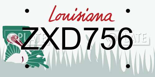 ZXD756 Louisiana License Plate