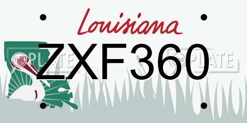ZXF360 Louisiana License Plate