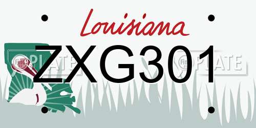 ZXG301 Louisiana License Plate