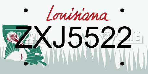 ZXJ5522 Louisiana License Plate