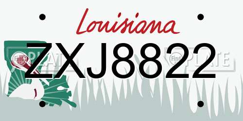 ZXJ8822 Louisiana License Plate