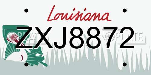 ZXJ8872 Louisiana License Plate