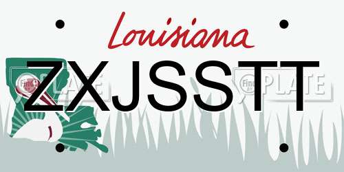 ZXJSSTT Louisiana License Plate