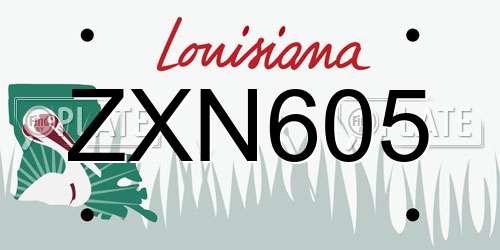 ZXN605 Louisiana License Plate