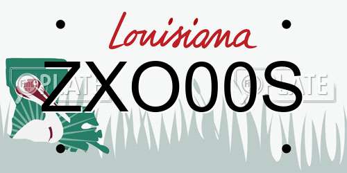ZXO00S Louisiana License Plate