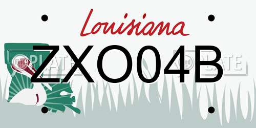 ZXO04B Louisiana License Plate