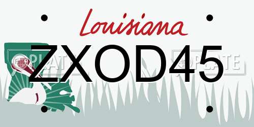 ZXOD45 Louisiana License Plate