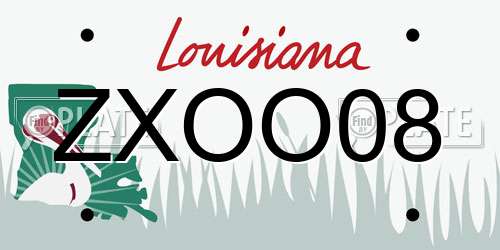 ZXOO08 Louisiana License Plate