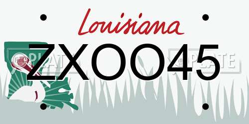 ZXOO45 Louisiana License Plate