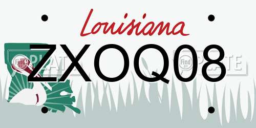 ZXOQ08 Louisiana License Plate